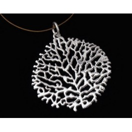 925 Sterling Silver Coral Pendant 29x30mm.Polish Finished