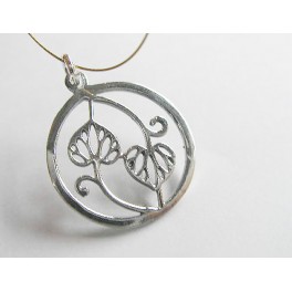 1 of 925 Sterling Silver Leaf Branch Pendant 20mm.,Oxidized Finished