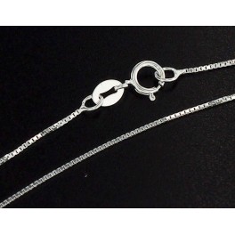 925 Sterling Silver Box Chain Necklace 0.7mm.16 inches