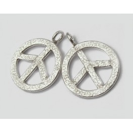 Karen Hill Tribe Silver 2 Sandy Peace Sign Charms 17.5 mm.