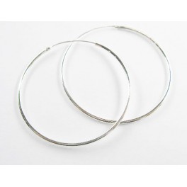 925 Sterling Silver 1 pair of Round  Hoop Earring 40 mm.