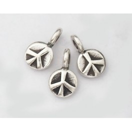 Karen Hill Tribe Silver 6 Peace Sign Circle Disc Charms 6mm.