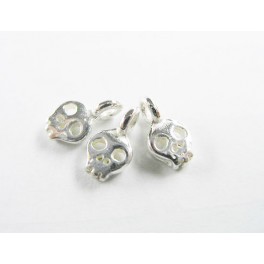 925 Sterling Silver 6 Skull Charms 5x6mm.
