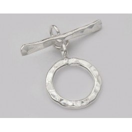 Karen Hill Tribe Silver  Hammered  Circle Toggle 16 mm.