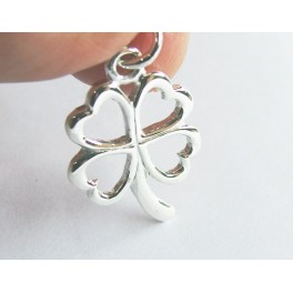 925 Sterling Silver Clover Pendant 15x21 mm.Polish Finished
