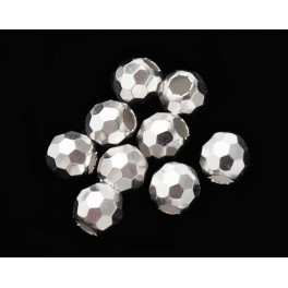 925 Sterling Silver 10 Facet Round Beads 6 mm.
