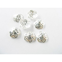 925 Sterling Silver 25 Flower Bead Caps 7 mm.