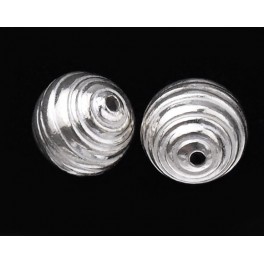 Karen Hill Tribe Silver 2 Grooved Round Beads 11.8 mm.
