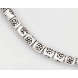 Karen Hill Tribe Silver 85 Daisy Printed Beads 2.3 x 2.7 mm. 9 inches