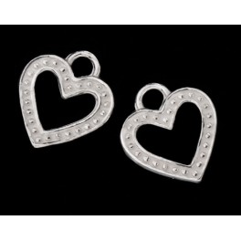 925 Sterling Silver 2 Heart Charms 12mm.