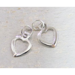 925 Sterling Silver 6 Heart Charms 7.5mm.