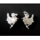925 Sterling Silver 2 Little Bird Charms 11x13mm. Brush Finished