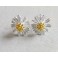925 Sterling Silver Daisy Stud Earrings, Gold plated pollen 8.5mm..