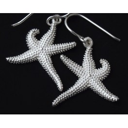 925 Sterling Silver Starfish Earrings 19x20mm.