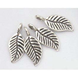 Karen Hill Tribe Silver 4 Leaf Charms 7 x 13 mm.
