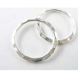 Karen Hill Tribe Silver 2 Circle  Hammered Rings 25mm.
