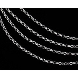 925 Sterling Silver Oval  Link Chain 1.6x2.2 mm. 30 inches