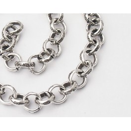 Karen Hill Tribe Silver Imprint Open Link Chain 5 mm. 7 inches
