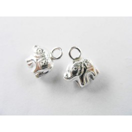 925 Sterling Silver 8 Elephant Charms 6.5x9 mm.