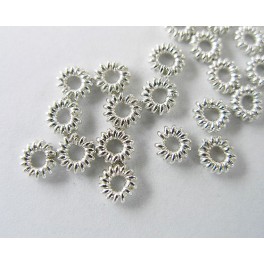 925 Stering Silver 30 White Tiny Ring Beads 4 mm.