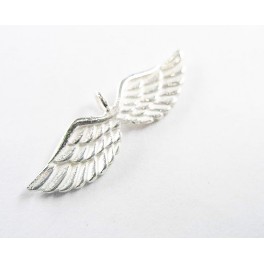 925 Sterling Silver 2 Angel Wing Charms 7x27mm.