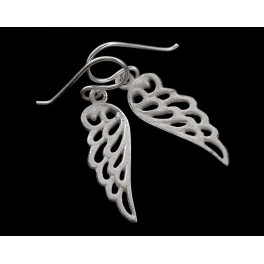 925 Sterling Silver Angel Wing Earrings 8x21mm.