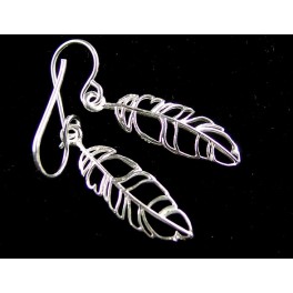 925 Sterling Silver Leaf Earrings 7x22mm.  Polish Finished.