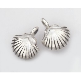 2 of Karen Hill Tribe Silver Seashell Charms 11 mm.