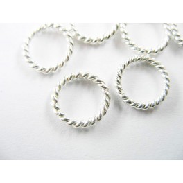 10 of Karen Hill Tribe Silver Opened Twisted Wire Jump Rings 10mm.