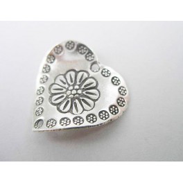 Karen Hill Tribe Silver Engraved Curve Heart Connector 20mm.