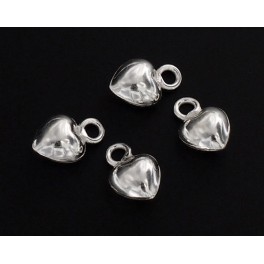 8 of 925 Sterling Silver Heart Charms 6.5x7 mm.