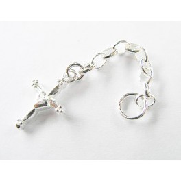 925 Sterling Silver Extension Link Chain with Cross 32 mm.