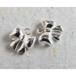 925 Sterling Silver 2 Bow Charms 10mm.