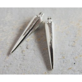 2 of 925 Sterling Silver Pointer Charms 4x20 mm.Polish Finished