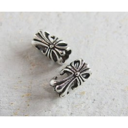 2 of 925 Sterling Silver Cross Tube Beads 6.5x11 mm