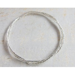 925 Sterling Silver Rope Intertwined Bangle Bracelet 2x65 mm.