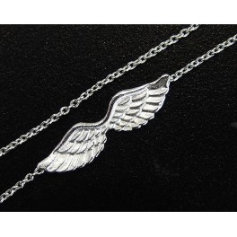 925 Sterling Silver Angel Wing  Chain  Necklace 15 3/4 -17 inches adjustable