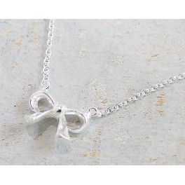 925 Sterling Silver Bow Chain  Necklace 15 1/2 - 16  3/4 inches adjustable