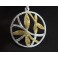 925 Sterling Silver  Two Tones Gold and Silver Leaf Pendnat  25.5 mm.