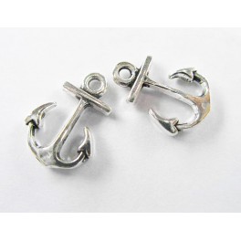925 Sterling Silver  2 Anchor Charms 11x15mm. , Oxidized Finished