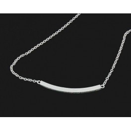 925 Sterling Silver  Brush Curved  Bar Bracelet 6 - 7 1/3 inches adjustable