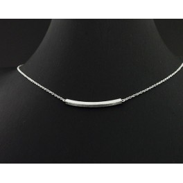 925 Sterling Silver Brush Curved Bar Chain  Necklace 16 - 17 inches adjustable