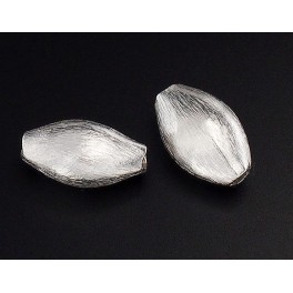 Karen  Hill Tribe Silver 2 Brushed Oval Beads 9.5x15.5 mm.