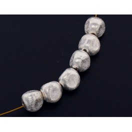 Karen  Hill Tribe Silver 6 Brushed Nugget Beads 7x7.5 mm.