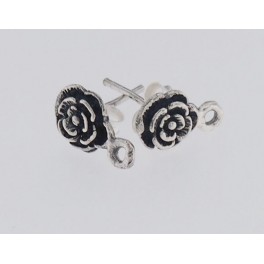 925 Sterling Silver 2 Pairs of Flower Earrings Post Findings 6.5 mm.