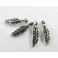 925 Sterling Silver 4 Oxidized Feather Charms 3.5x13 mm.