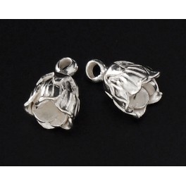 Karen Hill Tribe Silver 2 Rose Charms 8.5x10mm.