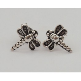 925 Sterling Silver Dragonfly Earrings 8.5x9.5mm.