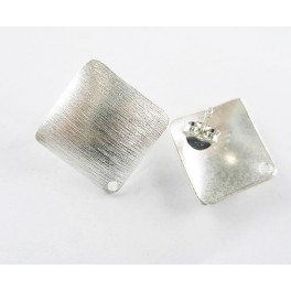 Karen Hill Tribe Silver 1 pair Brushed Cushion Earrings Post Findings 14.5mm.