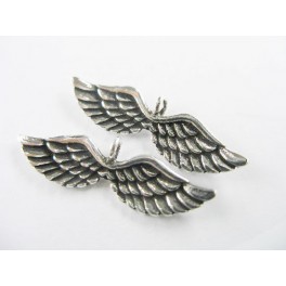 925 Sterling Silver 2 Angel Wing Charms 7x27mm.